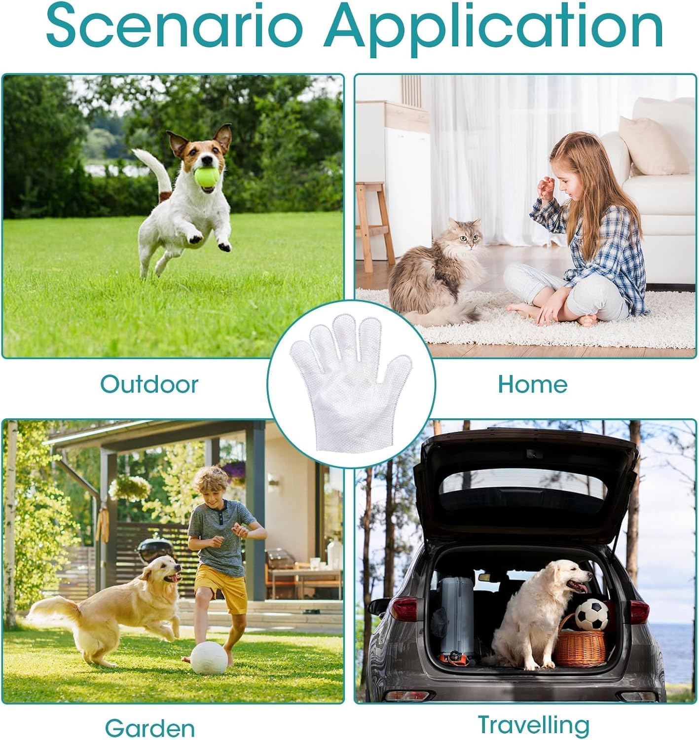 12PCS Pet Glove Bathing Wipes for Dogs Cats, Portable Thickened Safe Cleaning & Odor-Controlling Grooming Gloves, Nourish Fur Glove Wipes for Daily Care and Traveling, Rinse Free, Unscented. (2 Pack)