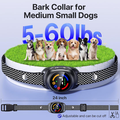 Bark Collar for Small Medium Dogs, Dog Bark Collar with Beep Vibration, IP67 Waterproof Rechargeable Barking Collar with 7 Adjustable Sensitivity (Classic Black)