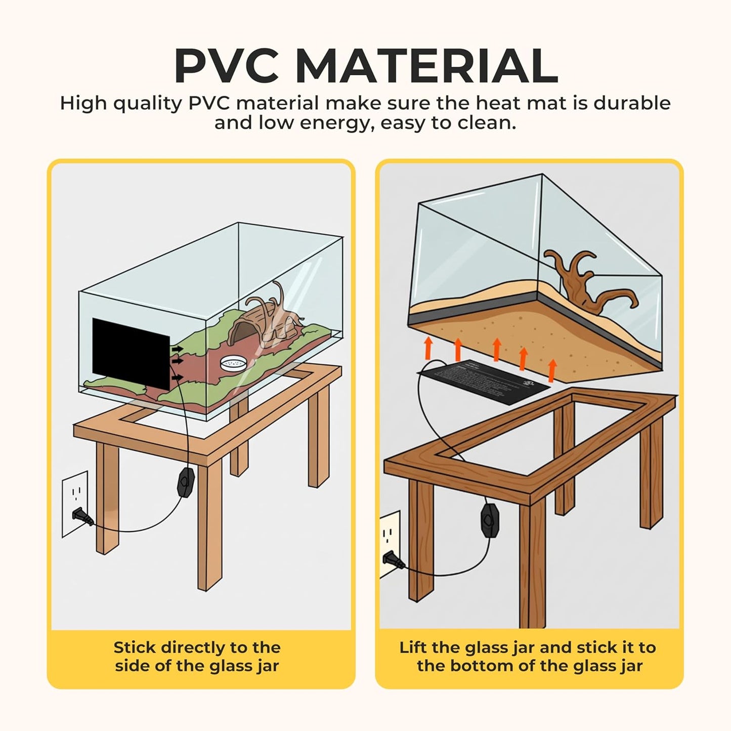 8x12 Inch Reptile Heating Pad with Temperature Controller Waterproof Under Tank Adjustable Terrarium Heat Mats for Reptiles, Amphibians & Small Pets, 2 Pack