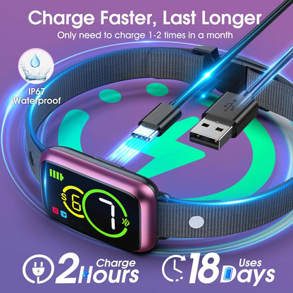 Smart Dog Bark Collar, Automatic Stop Bark Collar for Large, Medium, Small Dogs, Safe & Humane Barking Collar with Beep, Vibration & 7 Adjustable Sensitivity, Anti Barking Device IP67 Waterproof