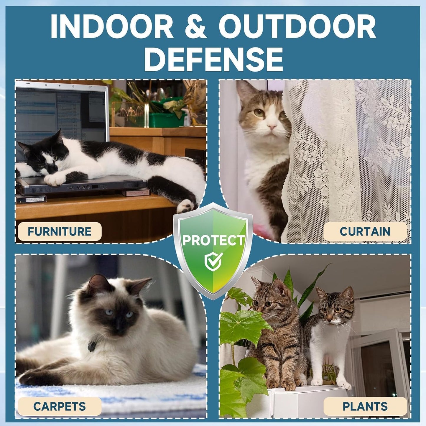 VICSOM Cat Deterrent Spray, Natural Cat Repellent Spray, Cat Scratch Deterrent for Furniture, Sofas, Rugs, Curtains, Plants, Indoor & Outdoor Keep Cats Kittens Away, No Alcohol & Trace 6.76 FL Oz