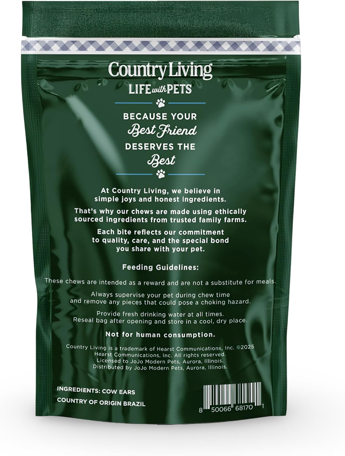Country Living Natural Cow Ears Dog Chews – 10 Count Bag – All-Natural, Single-Ingredient, Long-Lasting Dog Chews – High-Protein, Low-Fat, Rawhide-Free – Supports Dental Health