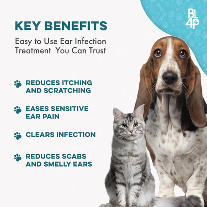 Itch Relief and Ear Infection Treatment for Dogs & Cats, Natural Ear Mites Treatment for Cats and Dogs Soothes Itchy Ears & Cat Allergy Relief & Immune Support, Relief for Seasonal Allergies