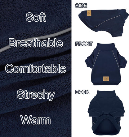 XPUDAC 4 Pack Dog Sweaters Fleece Dog Sweatshirt Winter Pet Clothes for Small Medium Dogs Boy Girl Pullover Puppy Christmas Outfits Cat Apparel, Grey, Blue, Navy, Green, M