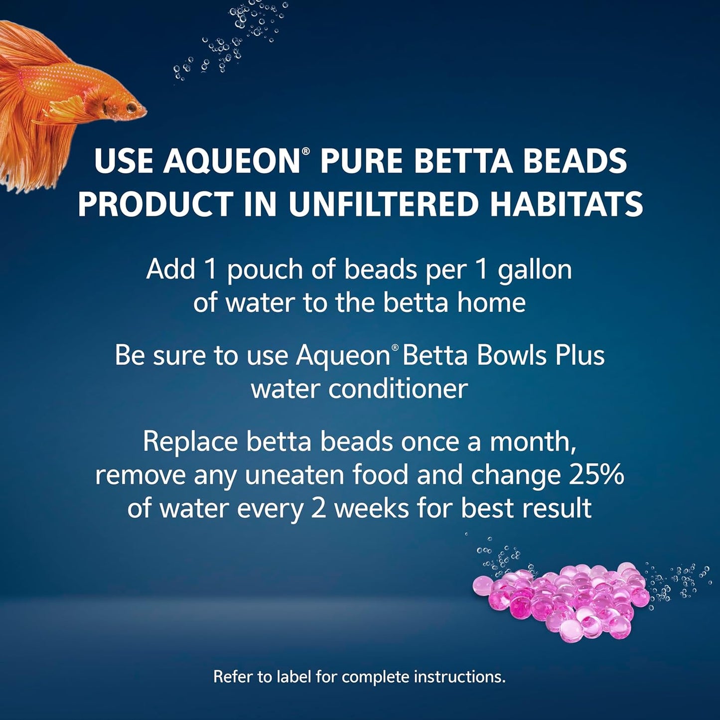 Aqueon Pure Betta Beads, Water Care for Unfiltered Aquariums, Maintains Clear Water and Helps Breakdown Organic Sludge, Pink (Pack of 2)
