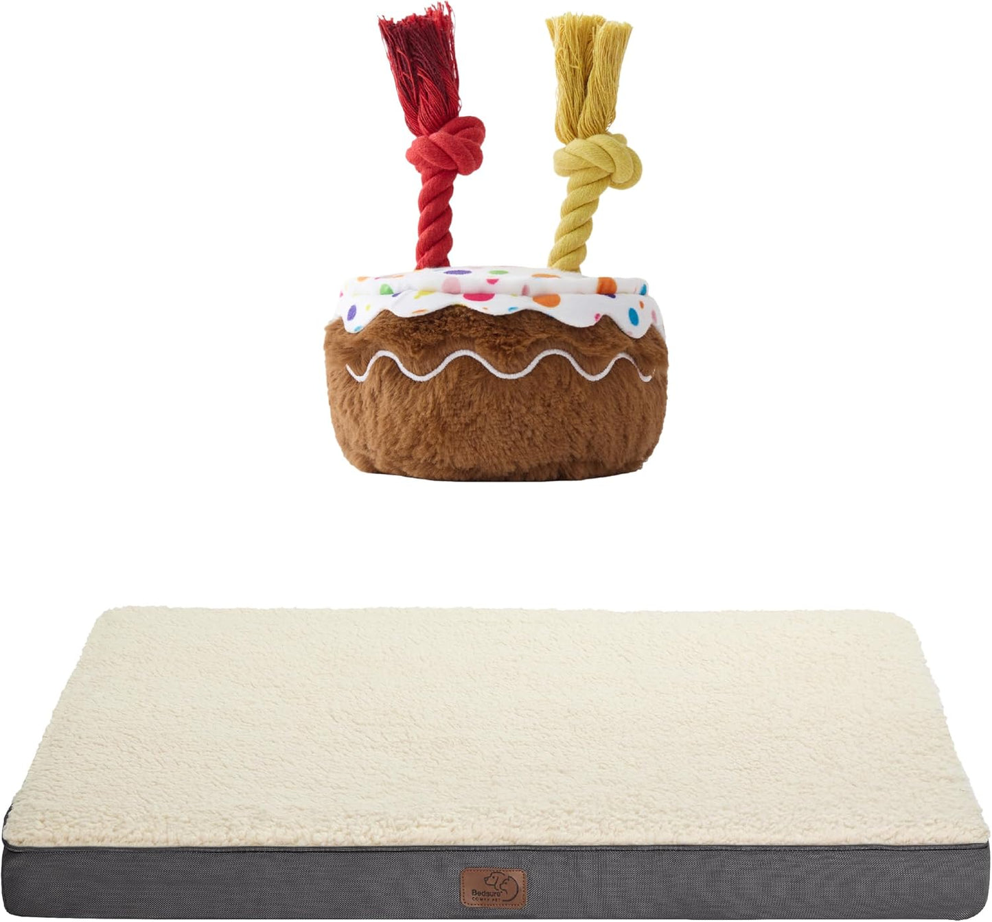 Bedsure Dog Beds with LESURE Dog Birthday Cake Toy