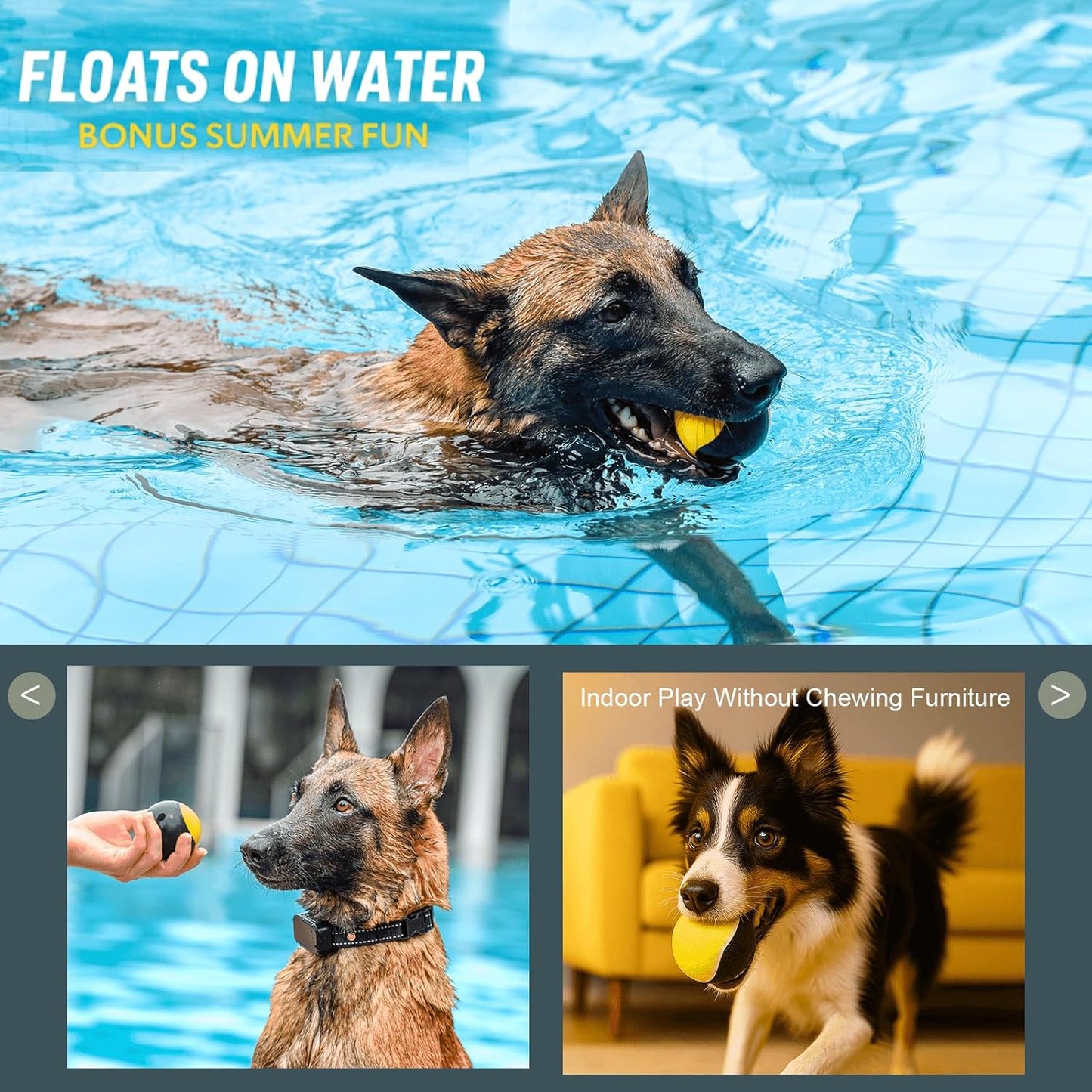 Squeaky Dog Ball for Aggressive Chewers – Durable Rubber Training Ball for Outdoor Fetch & Recall, High Bounce Interactive Dog Toy for Medium & Large Dogs, with Floating Water Feature for Pool & Beach