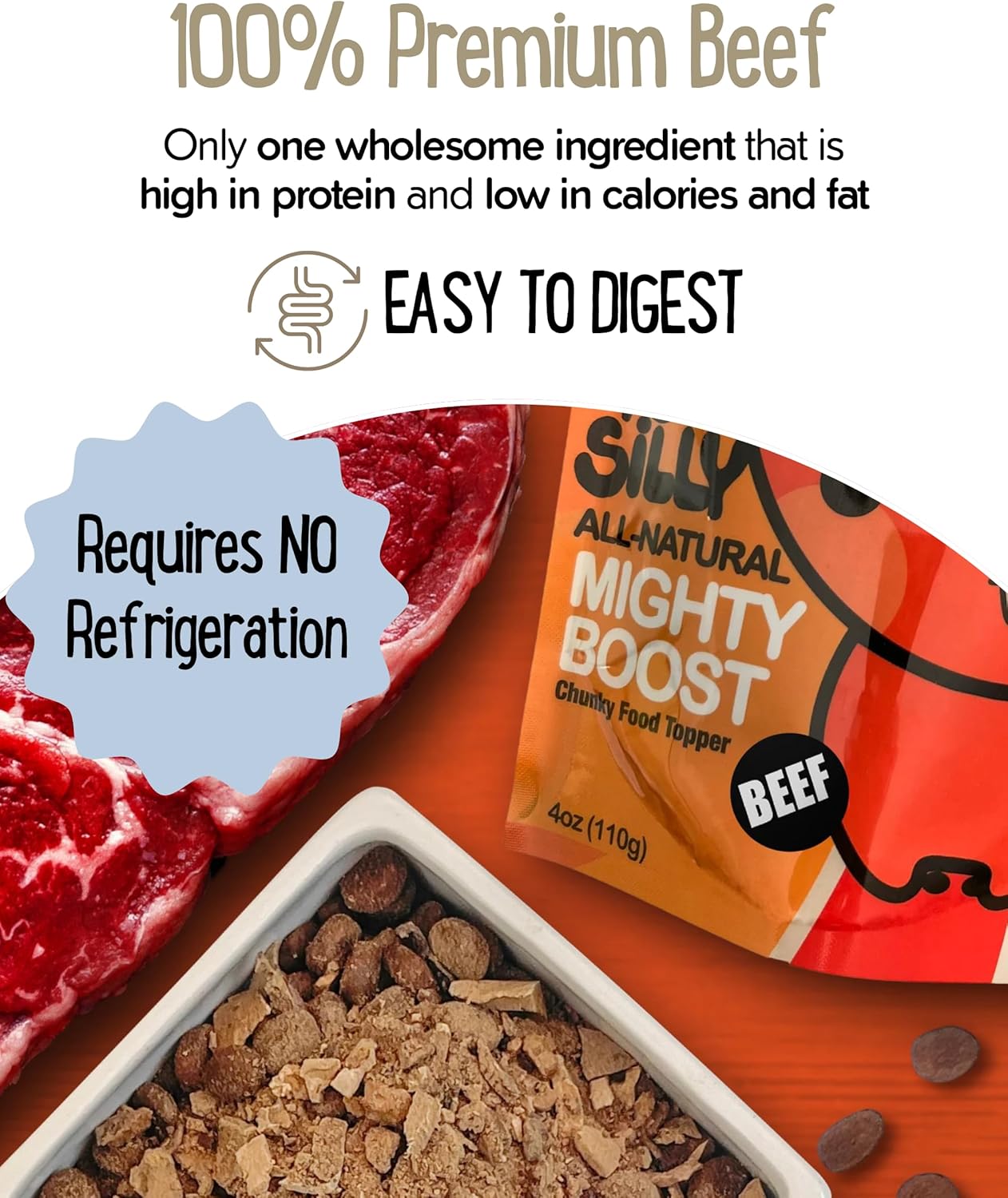 Freeze-Dried Beef Mighty Boost Dog Food Topper | High-Protein Meal Enhancer for Dogs | Grain-Free, All-Natural Pet Food Additive | Made in The USA