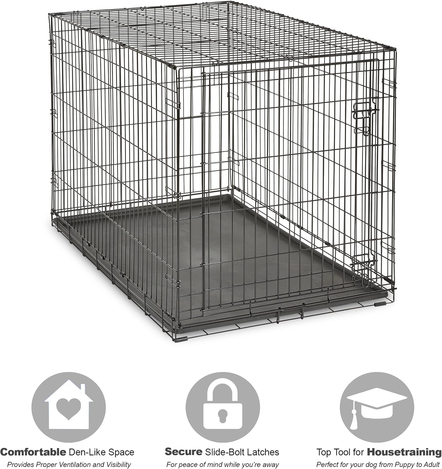 New World Single Door Folding Metal 48-Inch Dog Crate,Includes Leak-Proof Pan, Floor Protecting Feet, & New Patented Features, for Extra-Large Sized Breeds