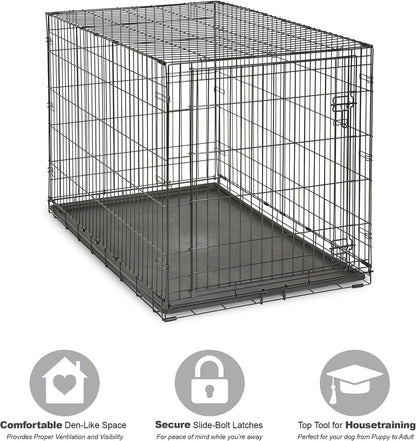 New World Single Door Folding Metal 48-Inch Dog Crate,Includes Leak-Proof Pan, Floor Protecting Feet, & New Patented Features, for Extra-Large Sized Breeds