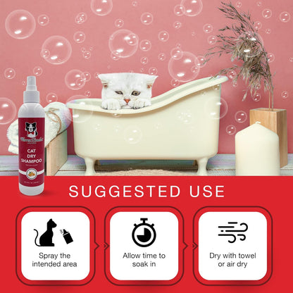 Warren London Cat Dry Shampoo Spray – 8 oz No-Rinse Waterless Cleaner with Neem & Coconut | Mild Citrus Odor Control, Dander & Itch Relief | Quick On-The-Go Grooming | Soap-Free, Made in USA