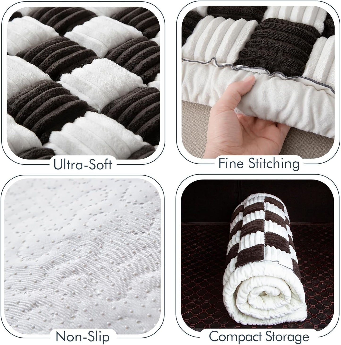 Dog Bed for Car, Pet Travel Backseat Mat for Vehicle SUV Truck Jeep Automobile, Large Washable Foldable Non-Slip Fuzzy Soft Comfortable Cozy Extender Protector Cover Pad, Black, 24.8x54 in