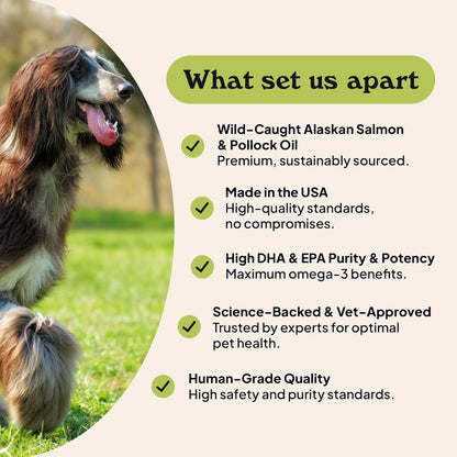 Barsk Wild Alaskan Fish Oil for Dogs & Cats - Supports Itchy Skin Relief, Shiny Coat, Joint & Heart Health – Salmon Oil Formula High in Omega-3, EPA & DHA – Tasty Cat & Dog Food Toppers for Dry Food