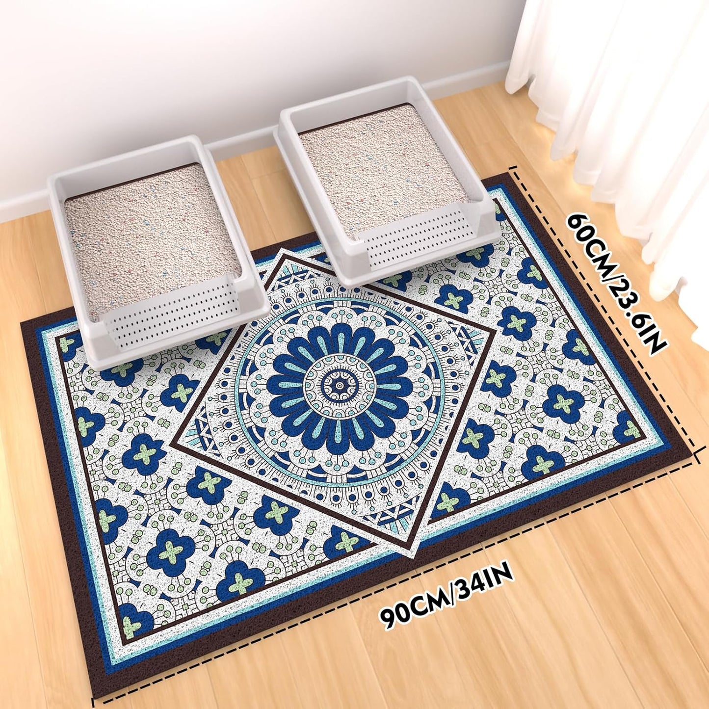 Jumbo Cat Litter Mat Catcher 35x24 | Ultra-Absorbent Litter Box Rug with PVC Mesh | Non-Slip Cat Rug for litter box, Washable Kitty Litter Mat For Indoor,Garden