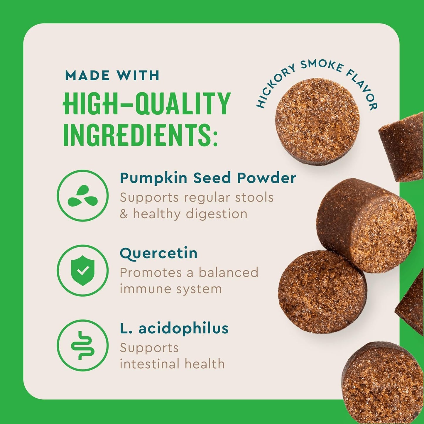 VetIQ Anal Gland Probiotic & Digestion Supplement, Hickory Smoke Flavored Pumpkin Fiber Soft Chew, 60 Count