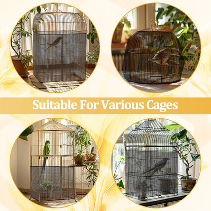 2 Pcs Bird Cage Cover - Bird Cage Seed Catcher Bird Net Bird Cage Skirt Nylon Nesh Bird Cage Net for Round Square Canary Parakeet Cockatiel Pigeon Budgie Quail Large Tall Big Bird Cage