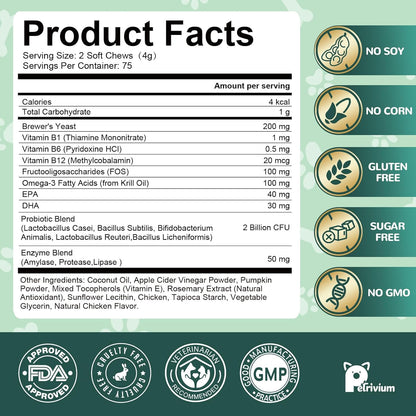 Dogs Flea and Tick Prevention Treatment Chewable, Natural Soft Chew for Fleas Ticks Treatment Support Supplement - Oral Flea Pills- Flea and Tick Chews - All Breeds & Sizes - 150 Soft Treats (Chicken)