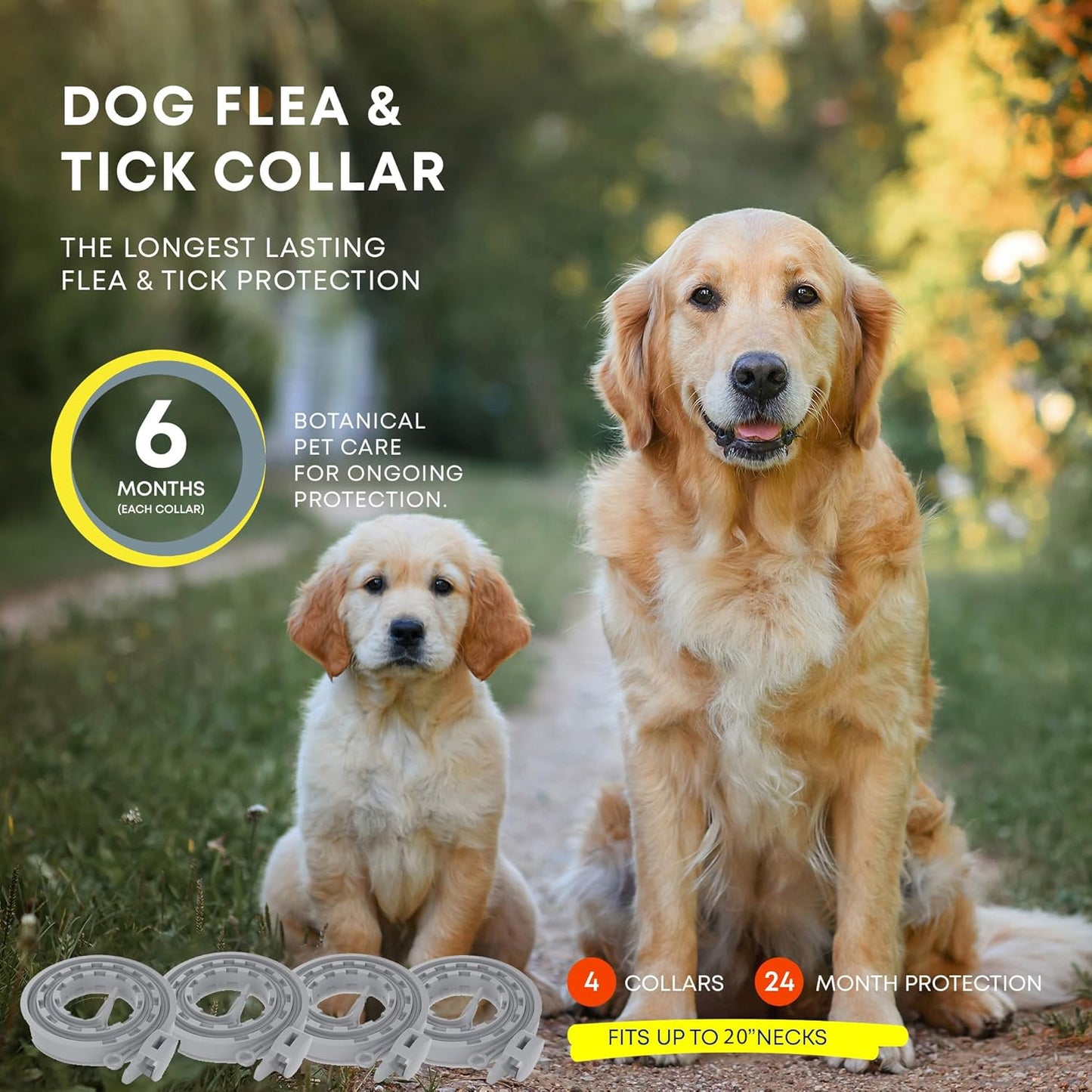 Flea and Tick Prevention Collars for Dogs: Effective Pet Flea Tick Treatment for Dog Collar - Adjustable Natural Flea Tick Collars for Extra Large, Medium, Small Dogs, Fleas Ticks Control for Puppies