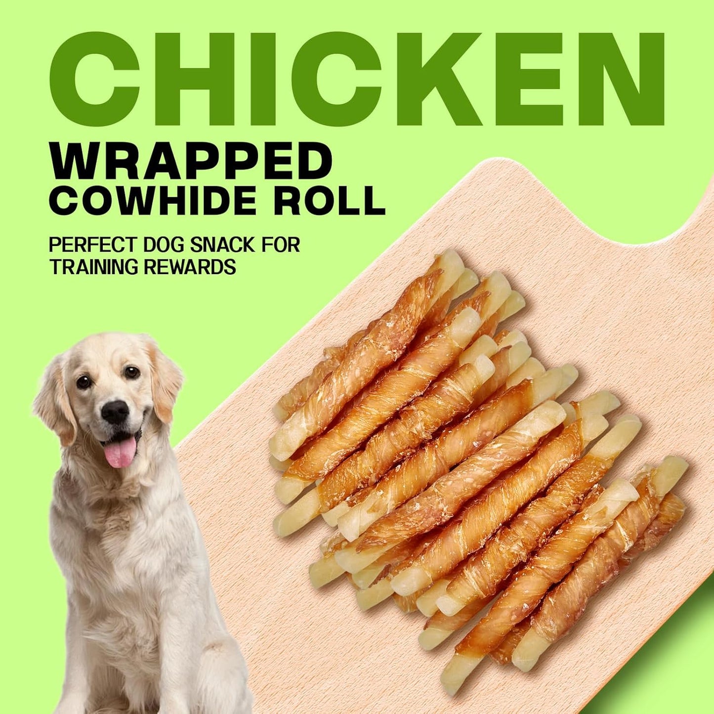 Chicken Wrapped Cowhide Roll - Long Lasting Digestible Chew for Dogs - Rawhide Alternative Dental Bone for Aggressive Chewers, Chicken Flavored Dog Treats for Boredom Relief