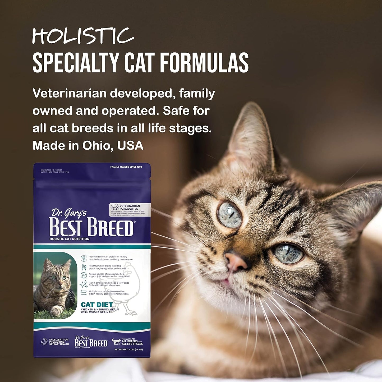 Best Breed Cat Diet Made in USA [Natural Dry Cat Food for All Ages] - 4lbs.