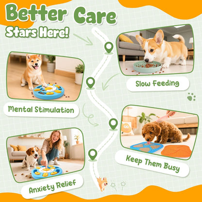 KIPRITII Well-Rounded Dog Enrichment Toys Set – Keeps Dogs Busy with Mental Stimulation & Slow Feeding, Includes Dog Lick Mat, Puzzle Toy & Slow Feeder Bowl for Boredom Relief