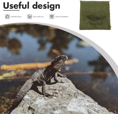 Reptile Carpet Mat and Substrate Liner, Moisture Retaining Moss Carpet 20X20Cm, Decorative Terrarium Bedding for Lizards, Turtles, Frogs, and Amphibians