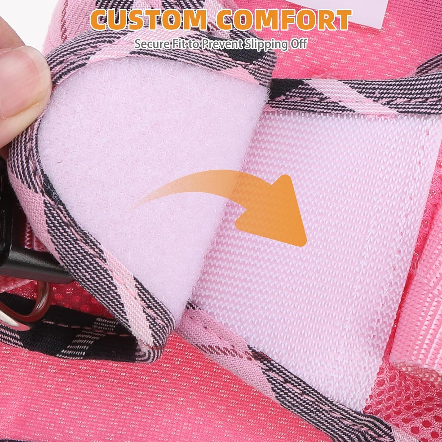 KOOLTAIL Small Dog Harness and Leash Set, Step in No Pull Soft Mesh Padded Pet Vest Harness Collar for Extra Small Size Dogs Cats Boy Girl, Breathable & Lightweight Plaid Puppy Harness, Pink XS
