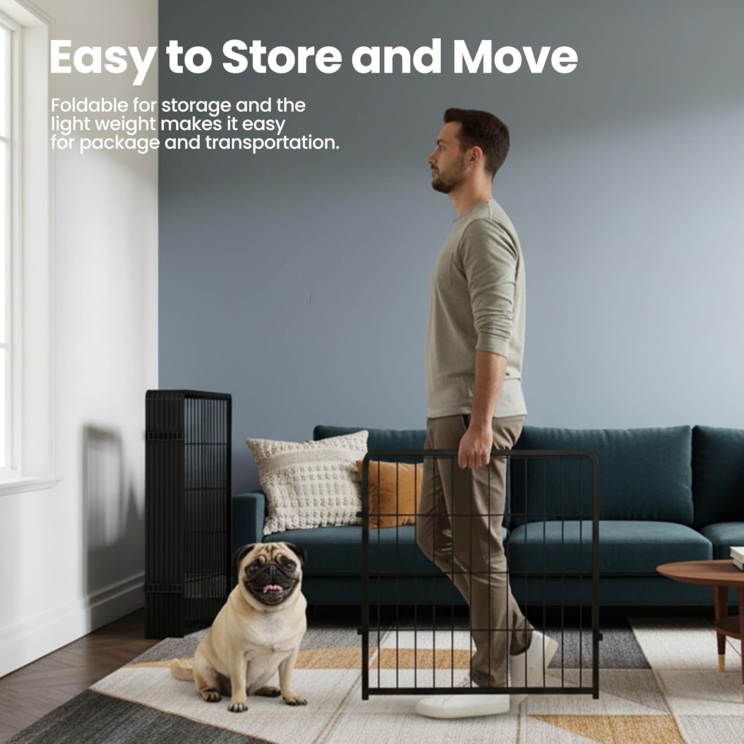 Dog Playpen, 40 Inch 16 Panels Dog Fence for Small/Medium/Large Dogs Puppy/Indoor & Outdoor Bliss, Perfect Dog Pen for Camping, Yard, RV, Garden Fence, Black