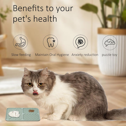 Lick Mat for Dogs Cats(2pcs, Small, 5.9") Easy Clean Silicone Licking Pad Slow Feeder for Pets with Suction Cups, Enrichment Accessories Anxiety Boredom Relief, Keep Them Busy for Bathing