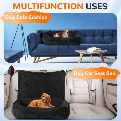 Rengue Dog Car Seat for Large/Medium Dogs, Dog Car Bed for Backseat Washable Pet Travel Safety with Storage Pockets for Easy Cleaning Fits for All Cars(47 * 20 * 7.9 Inch)