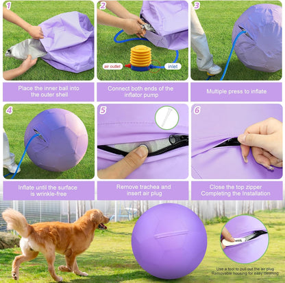 25" Herding Ball for Dogs and Horses, Durable Waterproof Dog Toy, Dual-Layer Large Interactive Pet Play Ball for Australian Shepherds, Cattle Dogs