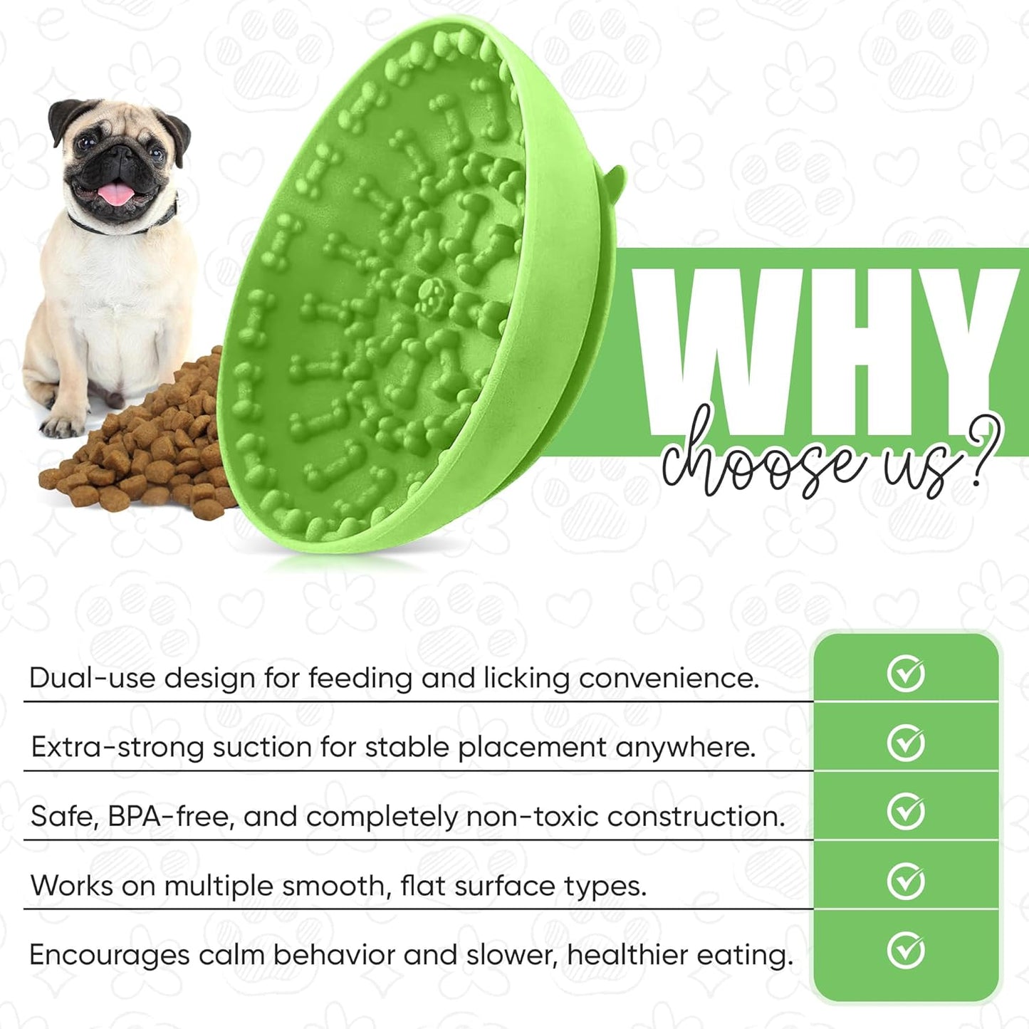 Lick mat for Dog Slow Feeder Bowl Anxiety Boredom Reducer Perfect for Yogurt, Peanut Butter. Wobble Dog Slow Feeder Bowl Easy to Clean - Non Slip Design BPA Free Silicone Licking mat - Green