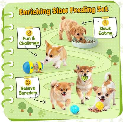 KIPRITII Enriching Slow Feeding Set for Dogs – Slow Feeder Dog Bowls & Interactive Toys with Puzzle-Based Enrichment for Smarter Eating & Busy Minds