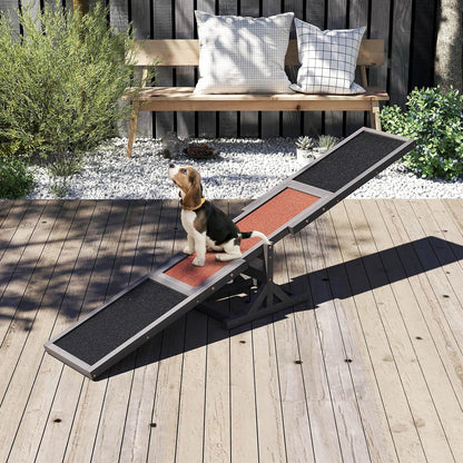 PETSITE Wooden Dog Agility Seesaw, Dog Exercise & Play Set, Outdoor Run Game Toy, Climbing Platform Balance Training Equipment, Weatherproof Pet Supplies for Backyard Obstacle Courses (Grey)