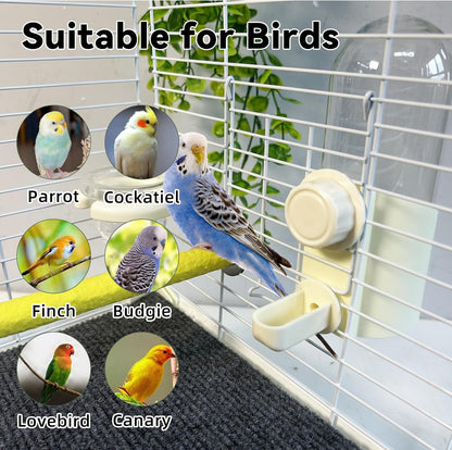 Parrot Water Feeder Bird Water Bottle Parrot Food Feeder with Perch Stand Bird Cage Accessories for Parakeet Budgie Lovebirds Cockatiel