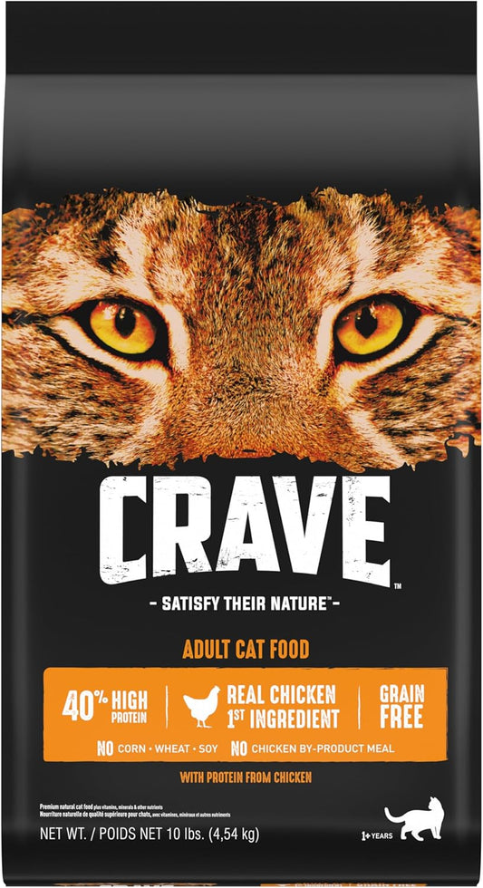 CRAVE Grain Free Adult High Protein Natural Dry Cat Food with Protein from Chicken, 10 lb. Bag
