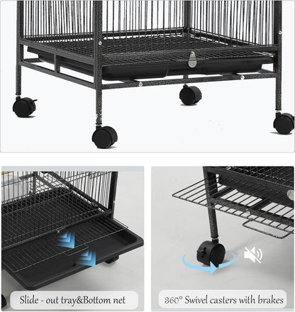 33‘’ Parakeet Cage, Bird Cage, Parrot Cage with Parrot Toys,Perch,Parakeet Cage Accessories,for Cockatiels,Finches,Lovebirds,Conure,Budgie, Canaries,Quaker,Pigeon Eclectus, Sun Parakeet