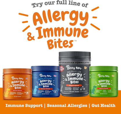 Zesty Paws Dog Allergy Relief Chews, Dog Probiotics for Itchy Skin and Ears, Peanut Butter, 90ct