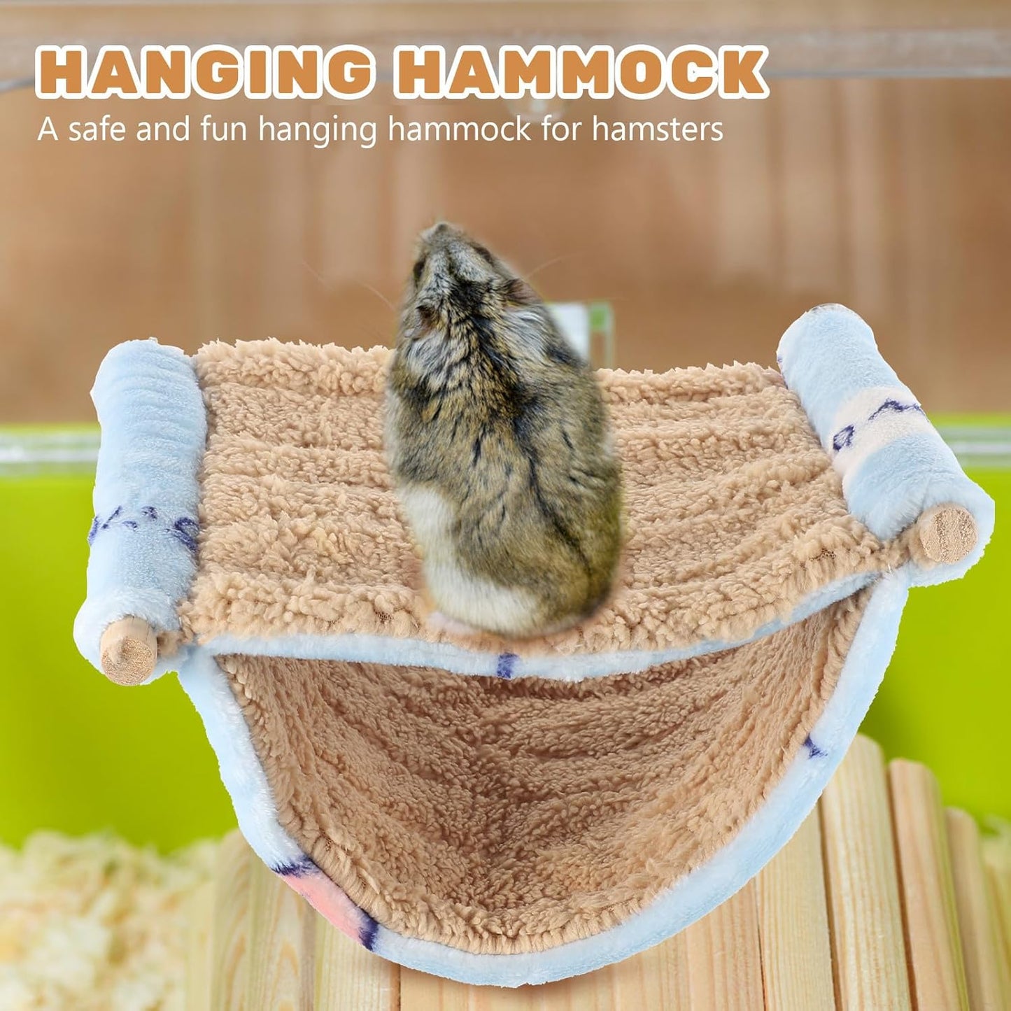 Double-Layer Hanging Hamster Hammock Comfortable Small Animal Bed Soft Fabric for Hamsters, Chinchillas, and Guinea Pigs, Blue Cozy Sleeping Nest for Cage Use