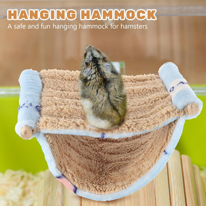 Double-Layer Hanging Hamster Hammock Comfortable Small Animal Bed Soft Fabric for Hamsters, Chinchillas, and Guinea Pigs, Blue Cozy Sleeping Nest for Cage Use