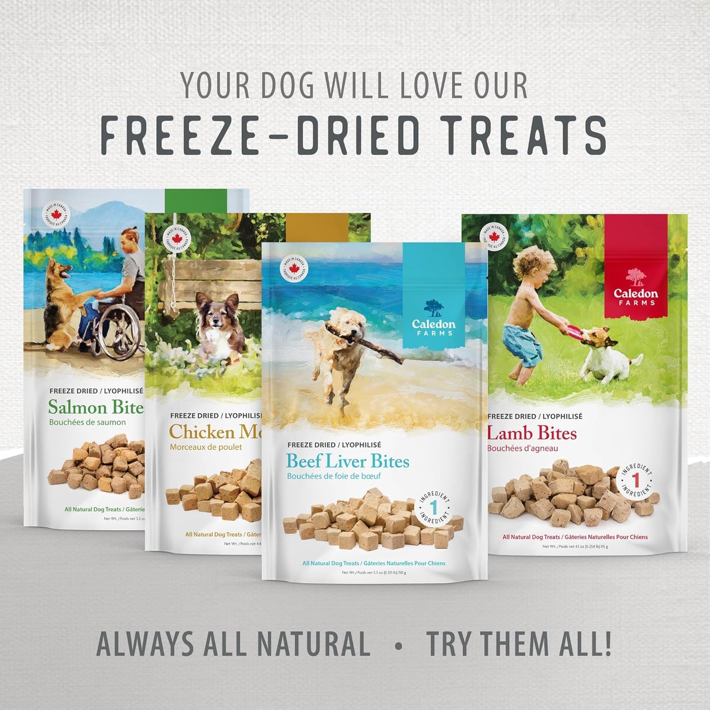 Caledon Farms Freeze Dried Beef Liver Bites Dog Treats, 150 Grams/5.3OZ