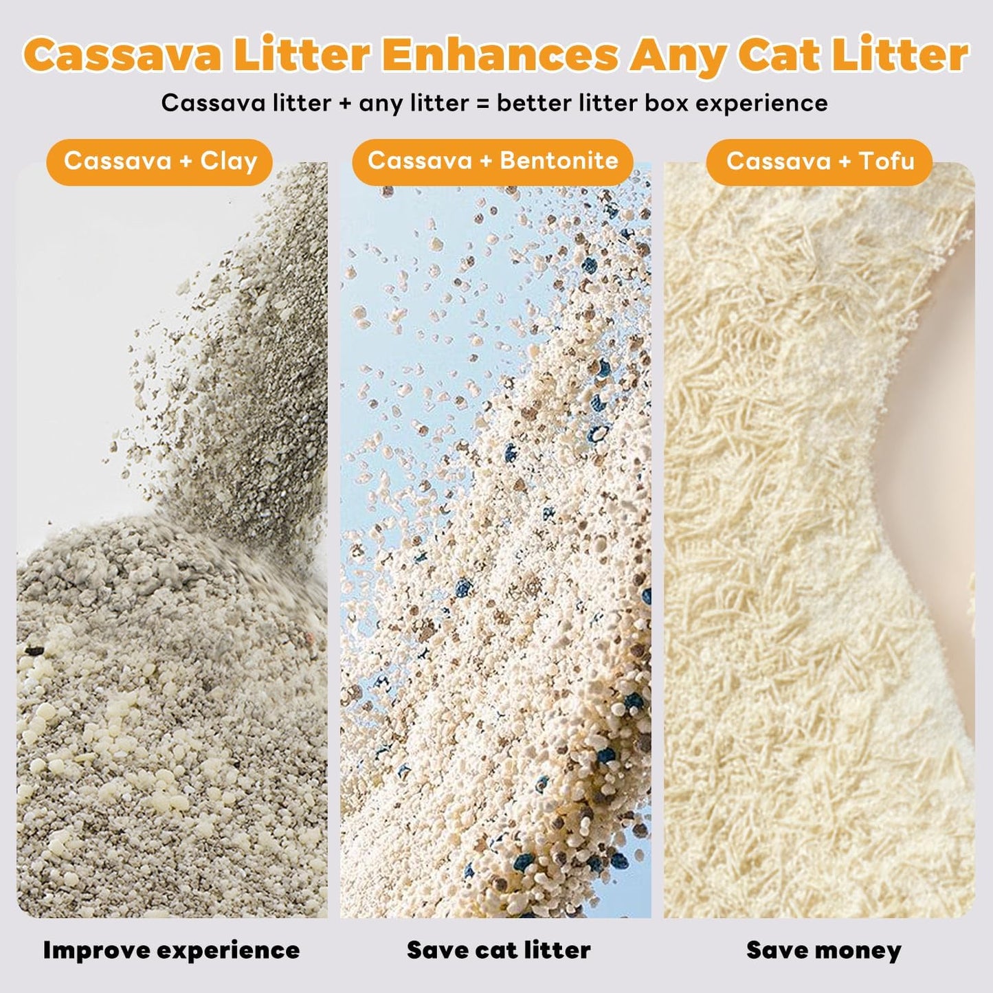 Premium Cat Litter, Non-Stick Strong Clumping Cat Litter, 100% Natural Cassava Kitty Litter, Multi-Cat/Unscented Dust-Free/Odor Control/Ultra Absorbent/Less Scattering - 9 lbs - 1 Pack