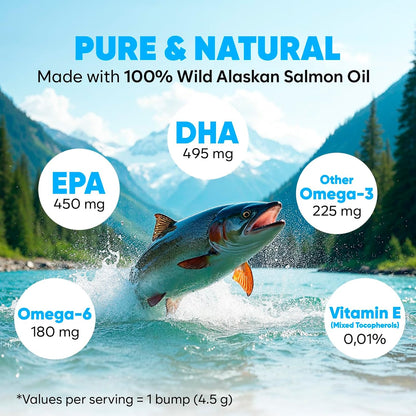 Wild Alaskan Salmon Oil for Dogs & Cats - Pure Fish Oil for Dogs with Omega 3, EPA & DHA Supplements for Skin & Coat, Heart & Immune System, Joint and Brain Support - 8.5 oz