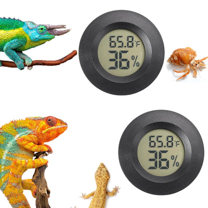 Reptile Thermometer and Humidity Gauge Digtal Terrarium Thermometer Circular Bearded Dragon Cage Accessories Reptile Temp and Humidity Gauge for Leopard Gecko Hermit Crab Gecko Lizard Etc 2pc