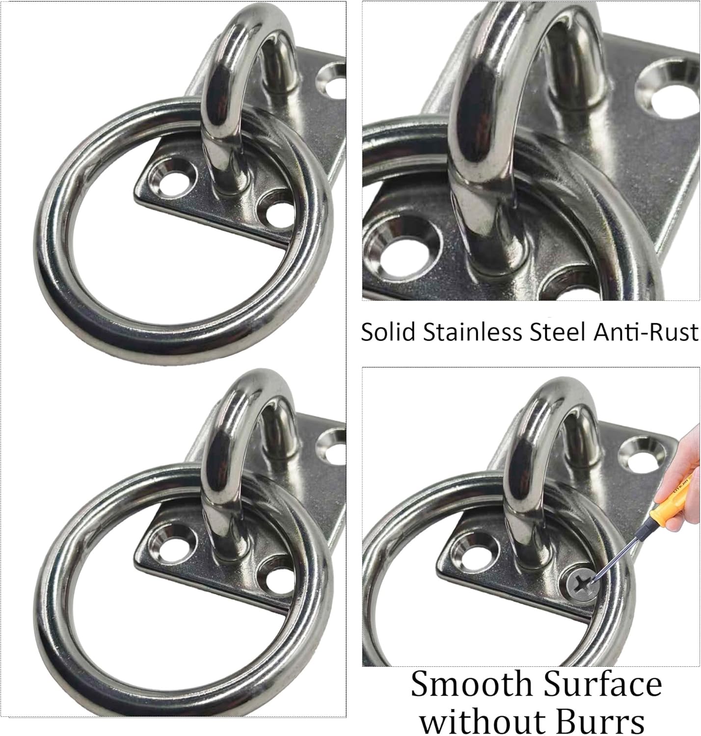 2Pcs M8*60 Stainless Steel Cross Tie Ring for Horse, Wall Mount Block Tie Rings for Horse Stall Stable Barn Supplies Equestrian Hitching Ring Hardware