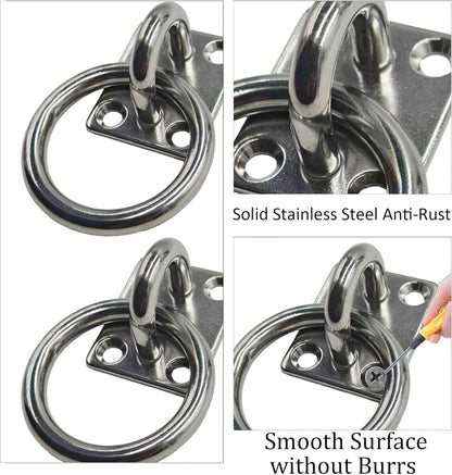 2Pcs M8*60 Stainless Steel Cross Tie Ring for Horse, Wall Mount Block Tie Rings for Horse Stall Stable Barn Supplies Equestrian Hitching Ring Hardware