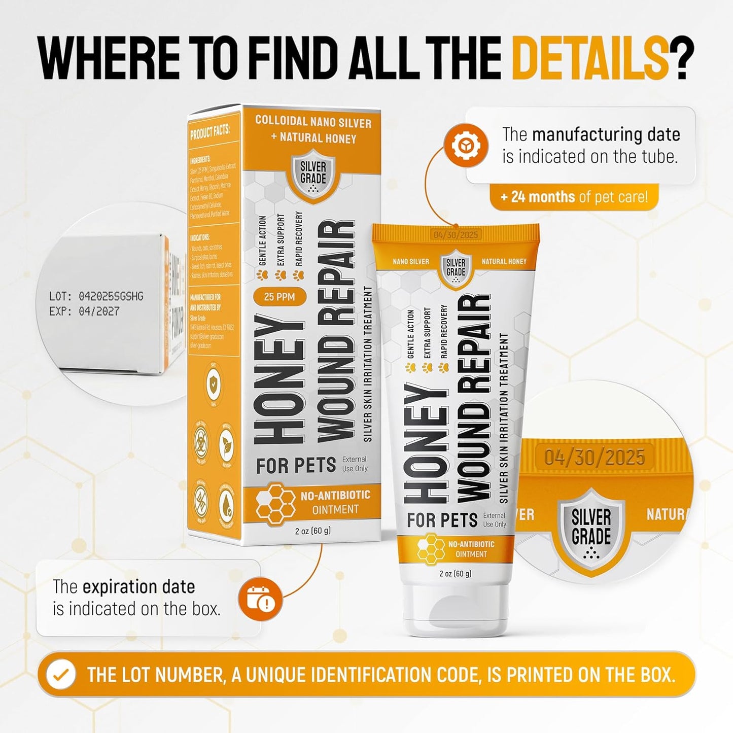 Cat Wound Care Gel for Scratches, Bites, & Irritations – Hot Spot Treatment for Cats & Kittens – Honey Wound Repair Ointment in Gel Form with Colloidal Silver & Honey for Topical Use – 2 Oz Tube