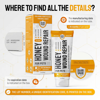 Cat Wound Care Gel for Scratches, Bites, & Irritations – Hot Spot Treatment for Cats & Kittens – Honey Wound Repair Ointment in Gel Form with Colloidal Silver & Honey for Topical Use – 2 Oz Tube