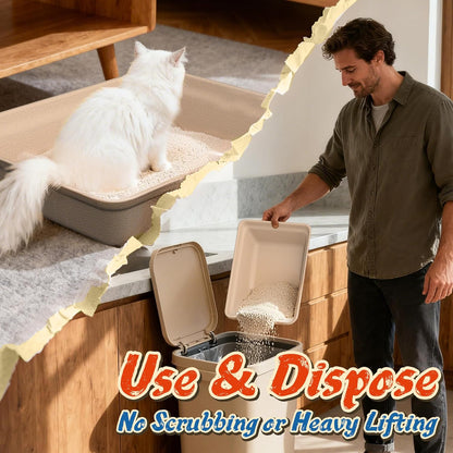 8-Pack Disposable Litter Boxes for Cats: 8/12/16 Portable Leak-Proof & Odor Control Tray for Kitty Foster Cats Indoor Travel 17.5''x13.6'' Litterbox Liner