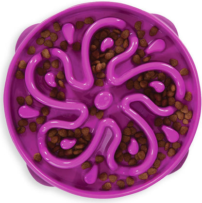 Outward Hound Large Slow Feeder Bowl, Puzzle Maze for Fast Eaters, Medium to Large Dogs, Helps Prevent Bloat & Aid Digestion, Holds 4 Cups Wet or Dry Food, Non-Slip, Made Without BPA, Purple